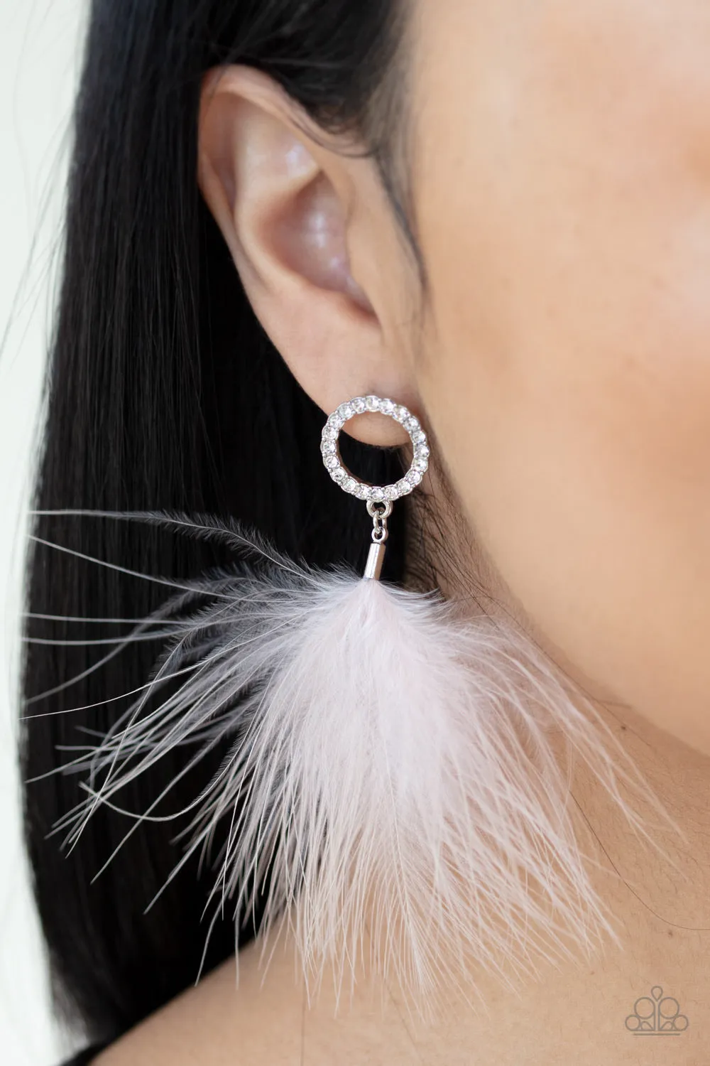 Paparazzi BOA Down Earrings White