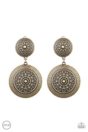 Paparazzi Earring ~ Magnificent Medallions - Brass