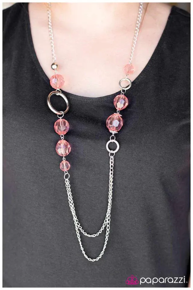 Paparazzi Necklace ~ Crystal Clear - Orange