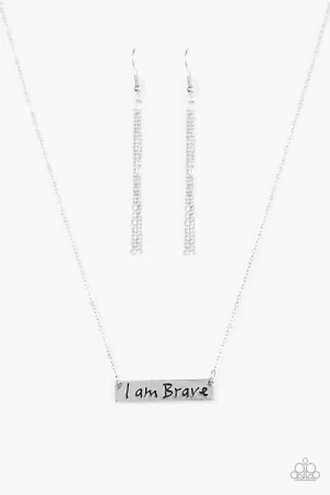 Paparazzi Necklace ~ I Am Brave - Silver