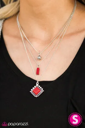 Paparazzi Necklace ~ Leave No SANDSTONE Unturned - Red