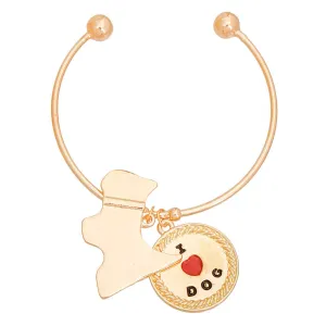 Pawsitively Charming: Gold Dog Charm Bangle