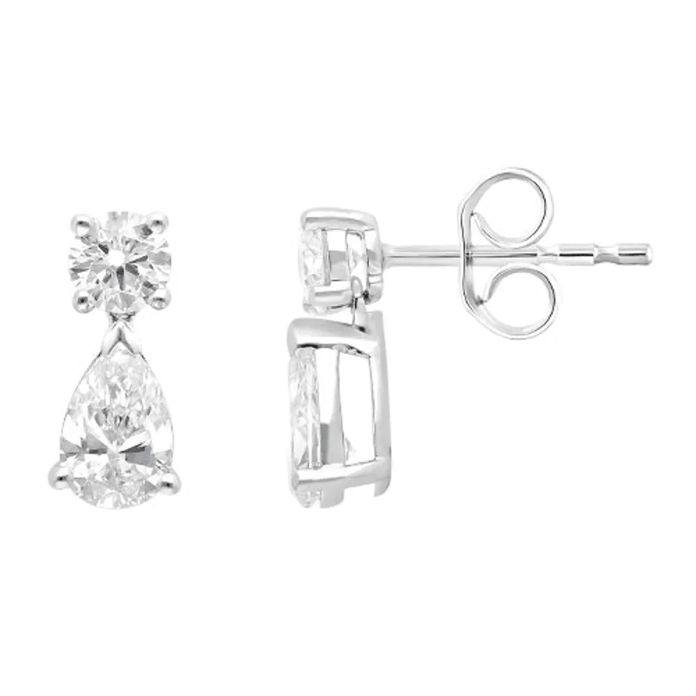 Pear Drop Stud Earrings with 1.50ct of Laboratory Grown Diamonds in 9ct White Gold