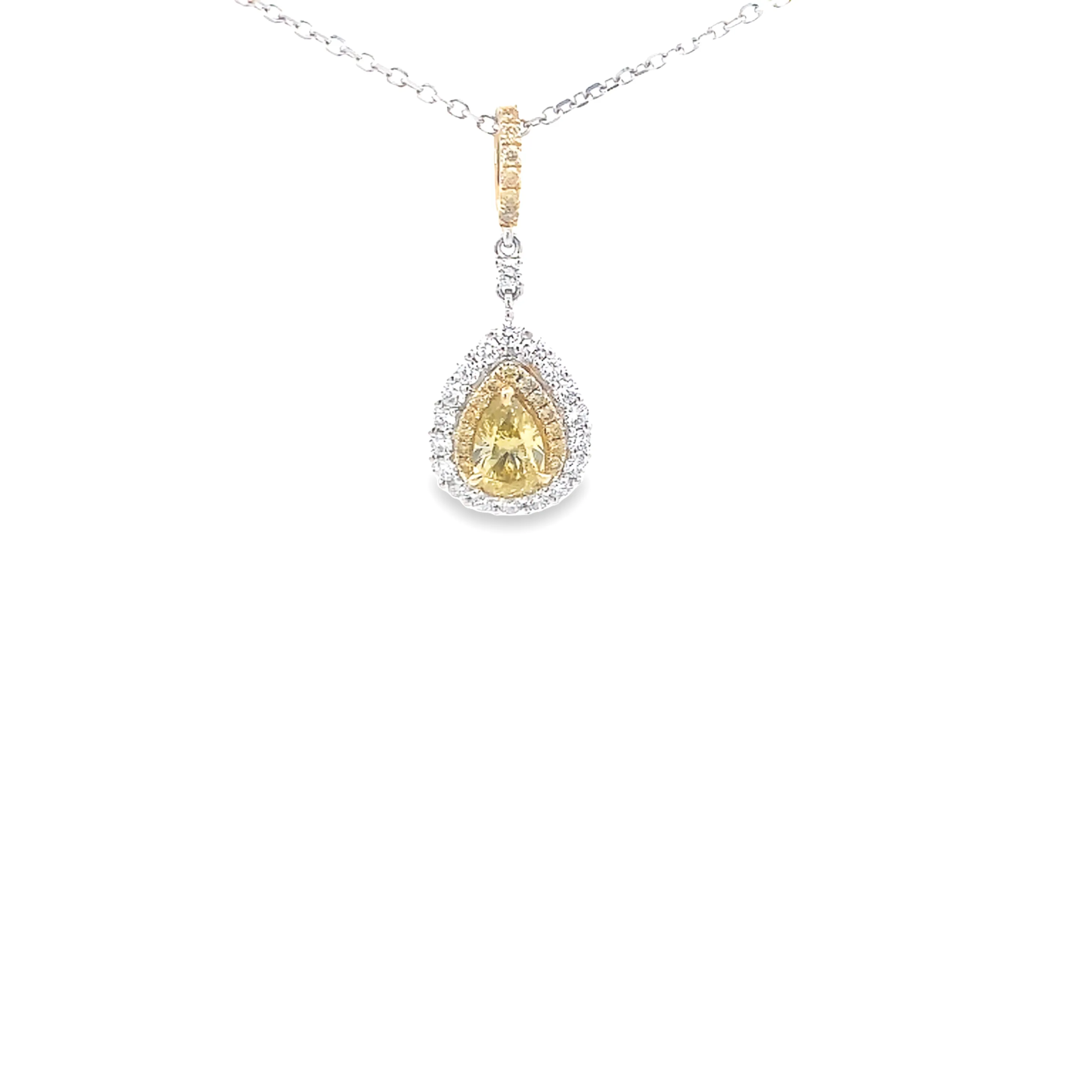 Pear Shaped Canary Yellow Diamond Necklace