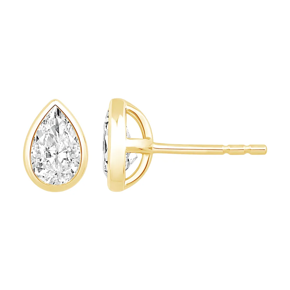 Pear Solitaire Stud Earrings with 1.00ct of Laboratory Grown Diamonds in 9ct Yellow Gold