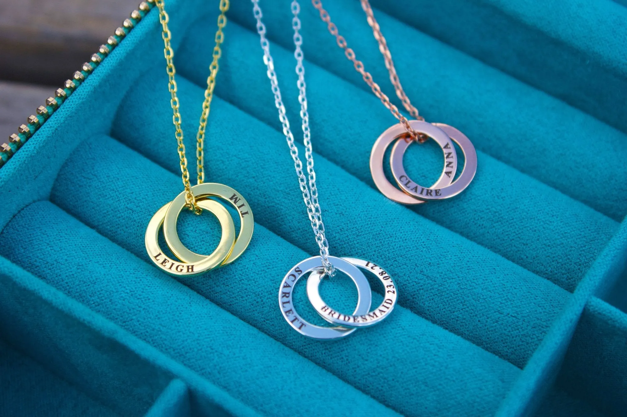 Personalised Two Ring Gold Necklace