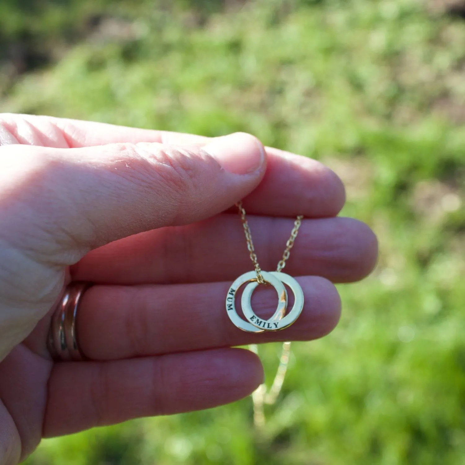 Personalised Two Ring Gold Necklace