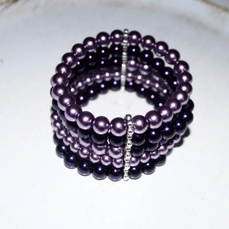 Purple Lavender Multi Strands Colorblock bracelets