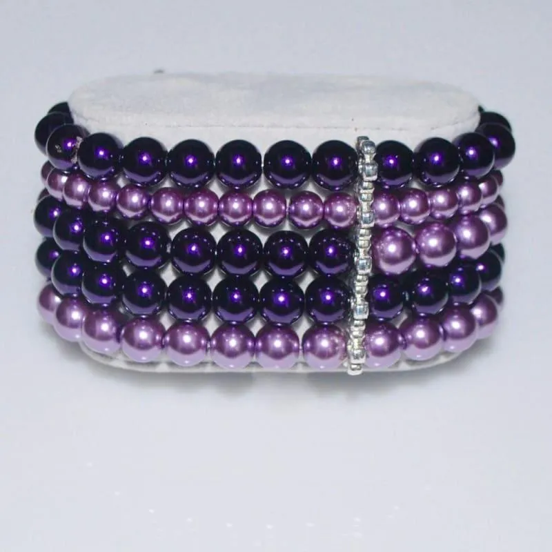 Purple Lavender Multi Strands Colorblock bracelets