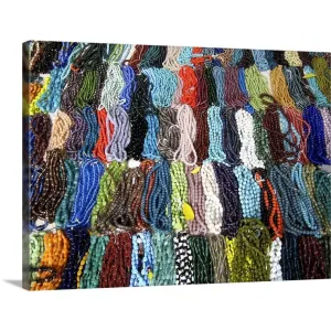 "Colorful necklaces made of artificial gems, beads and stones for sale, Chenna" Canvas Wall Art