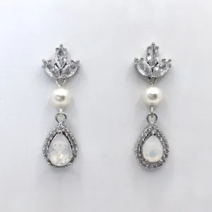 "Keani" - Pearl and Opal Bridal Earrings