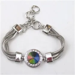 Rainbow Crystal & Rhinestone on Silver Bracelet