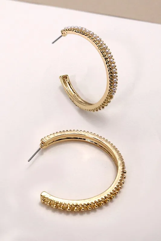 Reservations Required Pearl Hoop Earrings