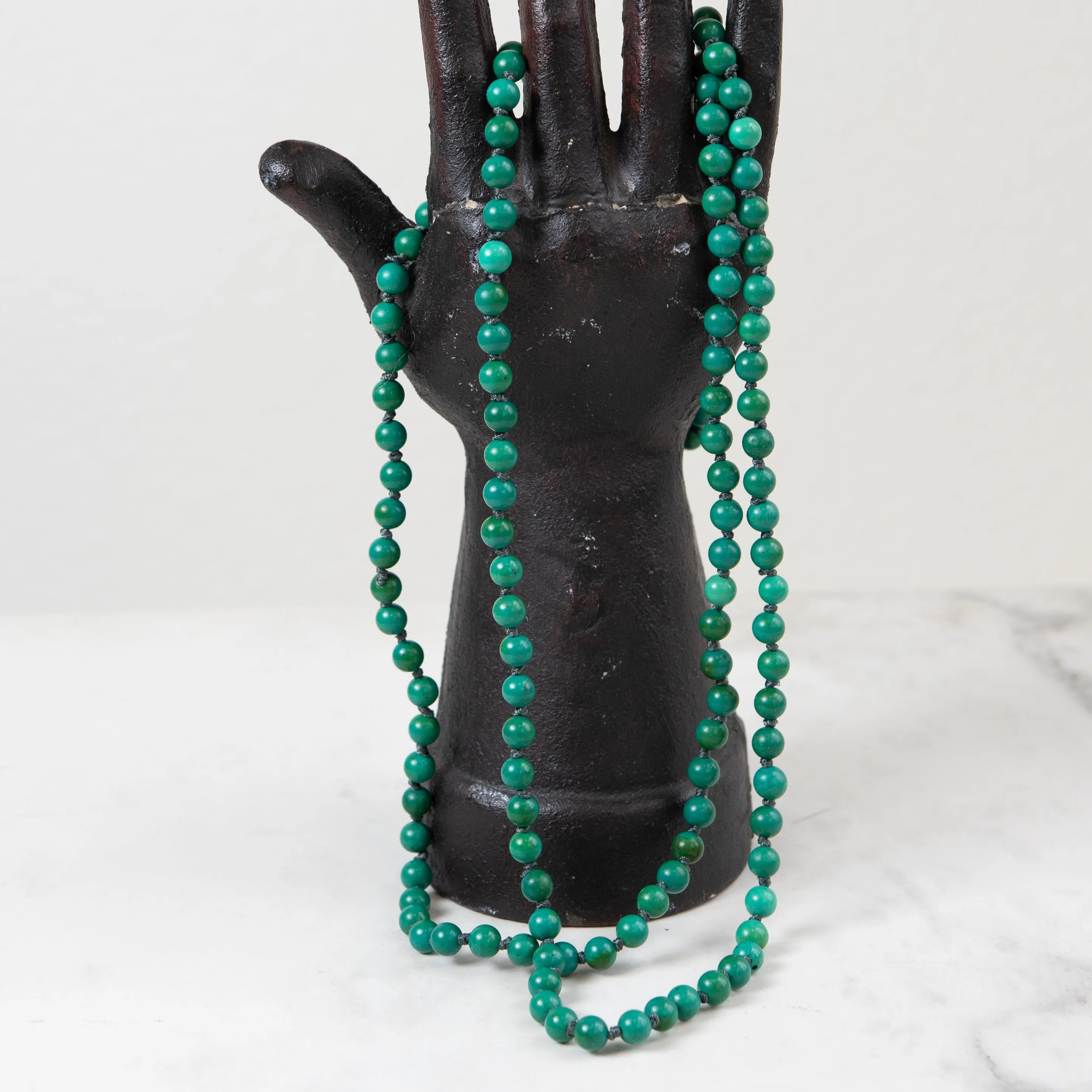 River Song Double Length  Deep Green Persian Turquoise Necklace