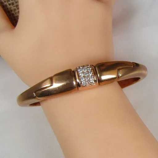 Rose Gold Bangle Cuff Bracelet with Crystal Sparkles