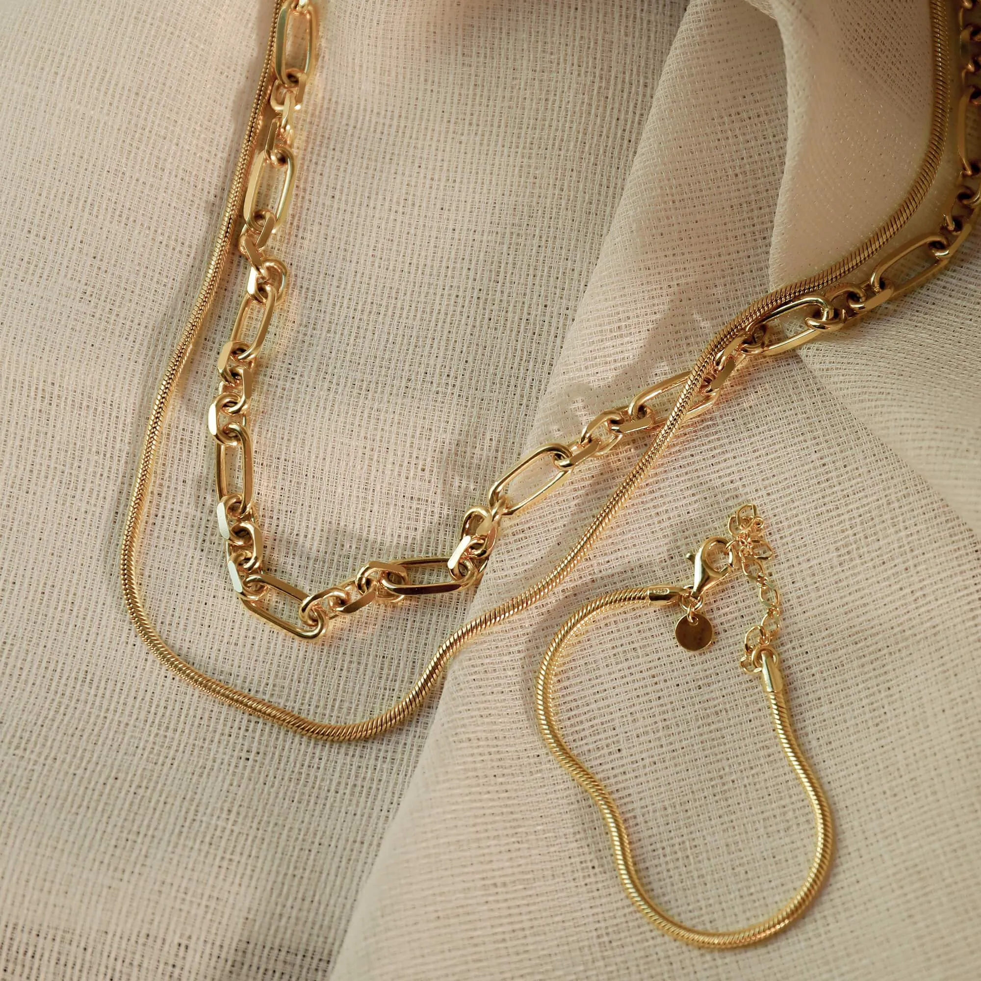 Round Snake Chain Necklace 18ct Gold Plate