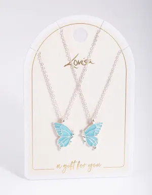 Silver Best Friend Butterfly Necklace Pack