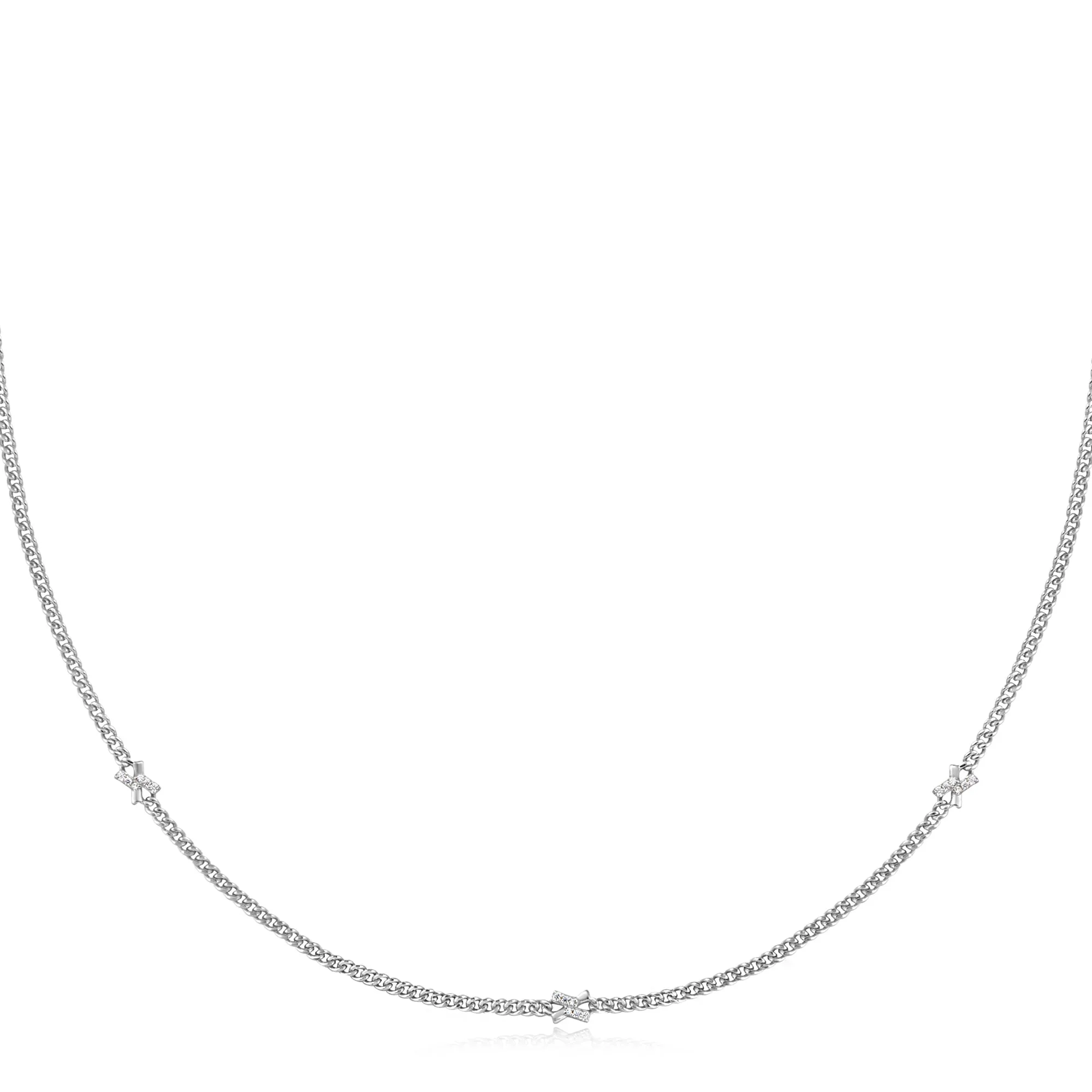 Silver Cross Station Necklace