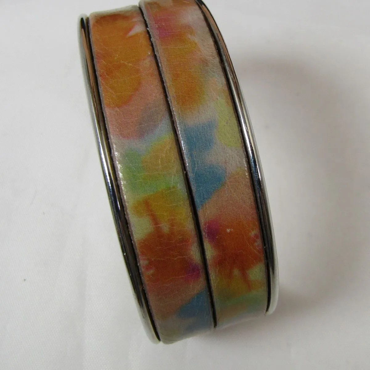 Silver Cuff Bracelet Leather Insert