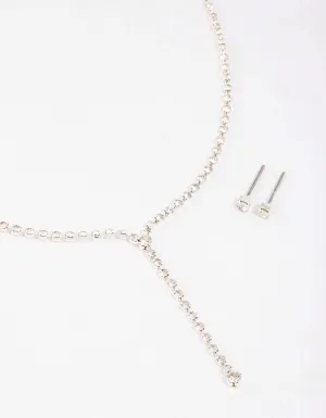 Silver Cupchain Y-Shaped Necklace & Earring Set