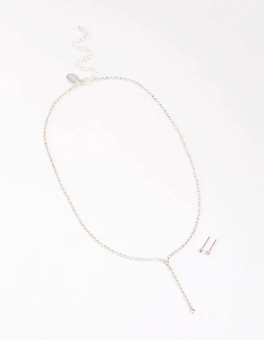 Silver Cupchain Y-Shaped Necklace & Earring Set