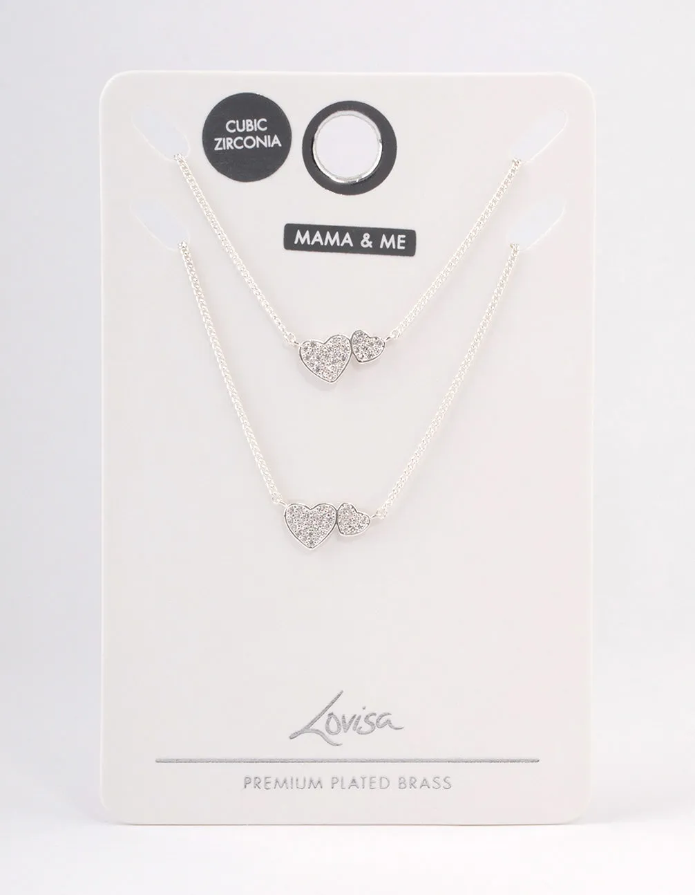 Silver Plated Cubic Zirconia Linked Hearts Necklace Pack