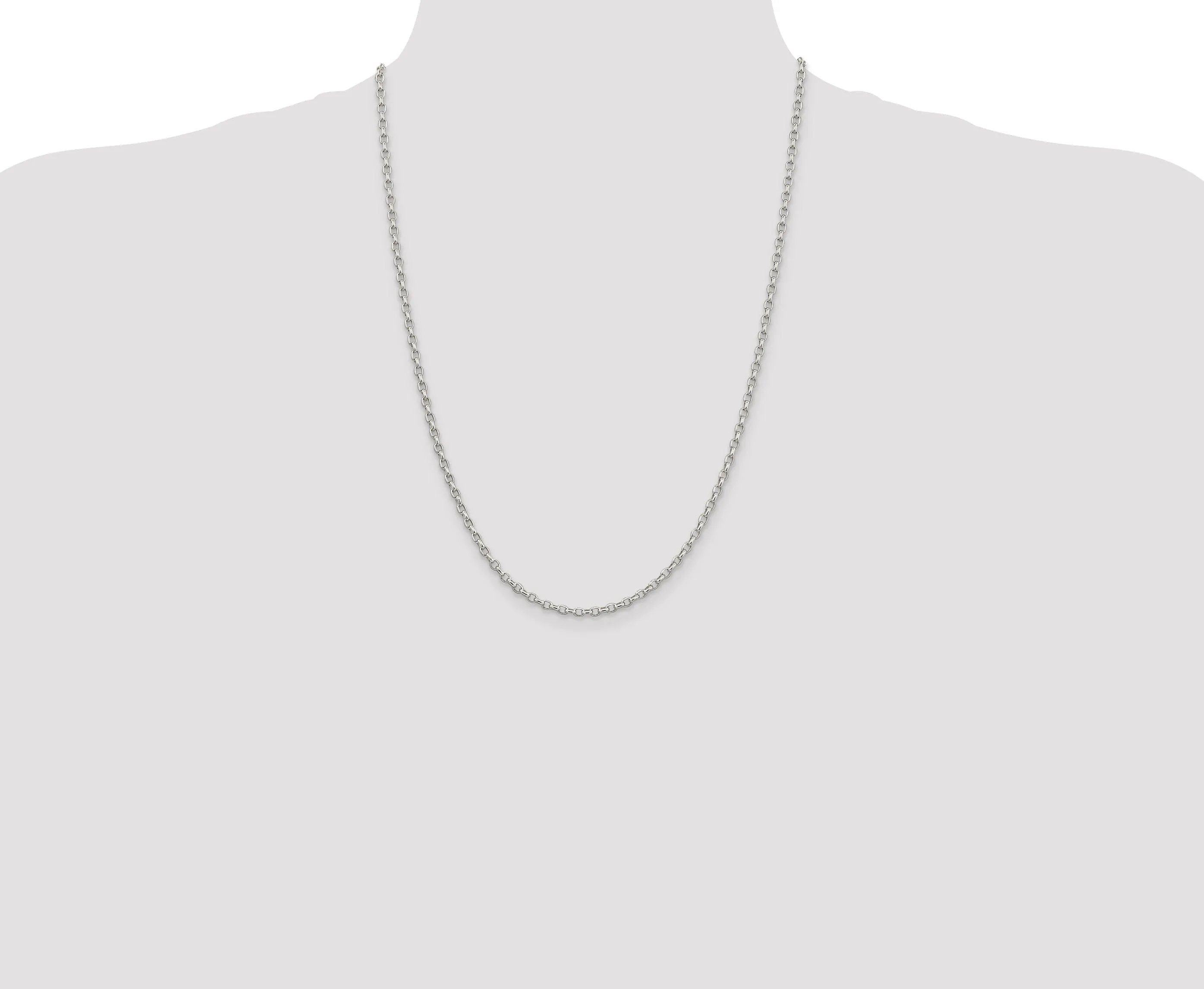 Silver Polished 2.75-mm Oval Rolo Necklace