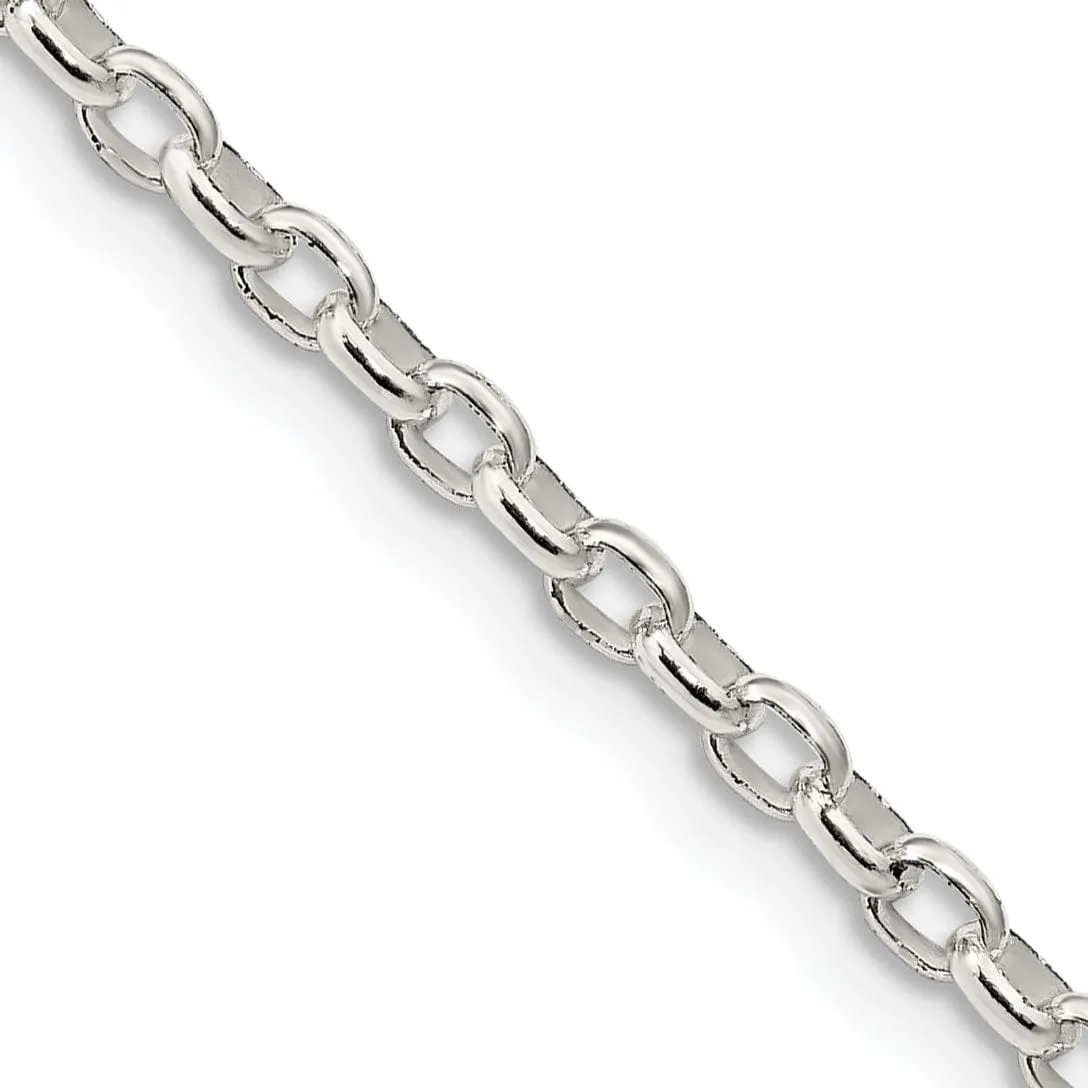 Silver Polished 2.75-mm Oval Rolo Necklace