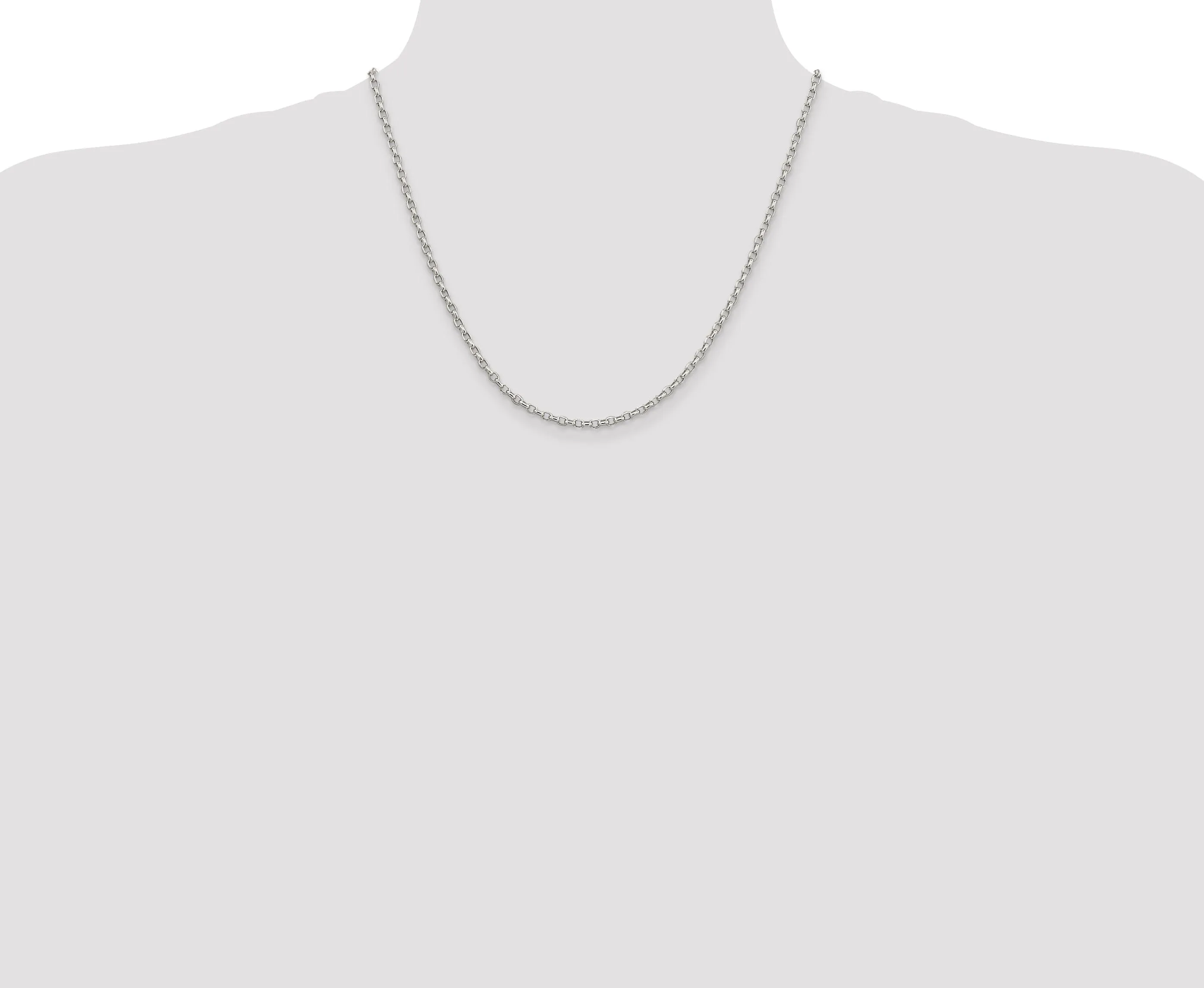 Silver Polished 2.75-mm Oval Rolo Necklace