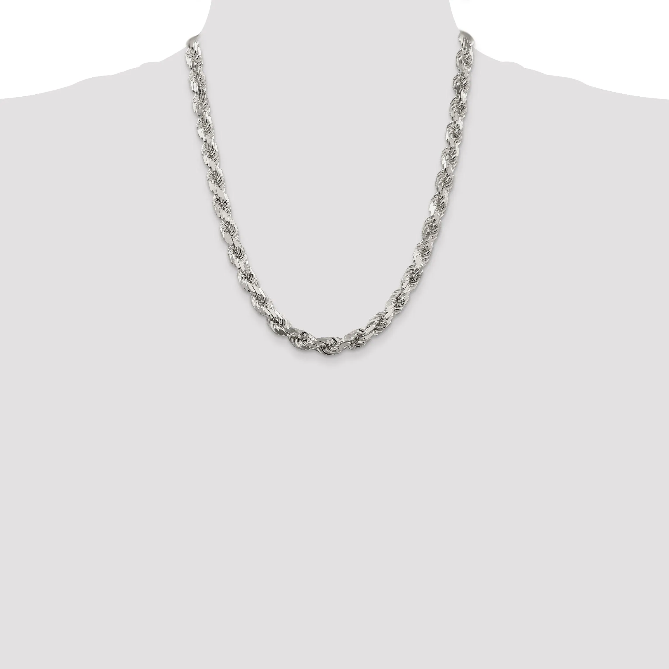 Silver Polished D.C 8.00-mm Solid Rope Chain