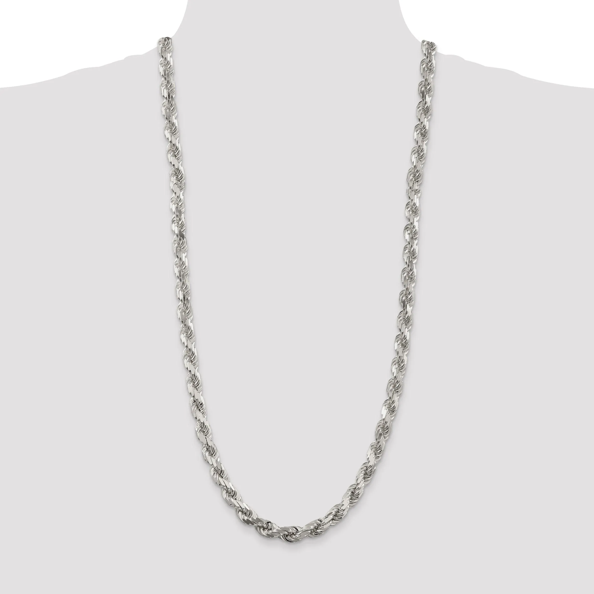 Silver Polished D.C 8.00-mm Solid Rope Chain