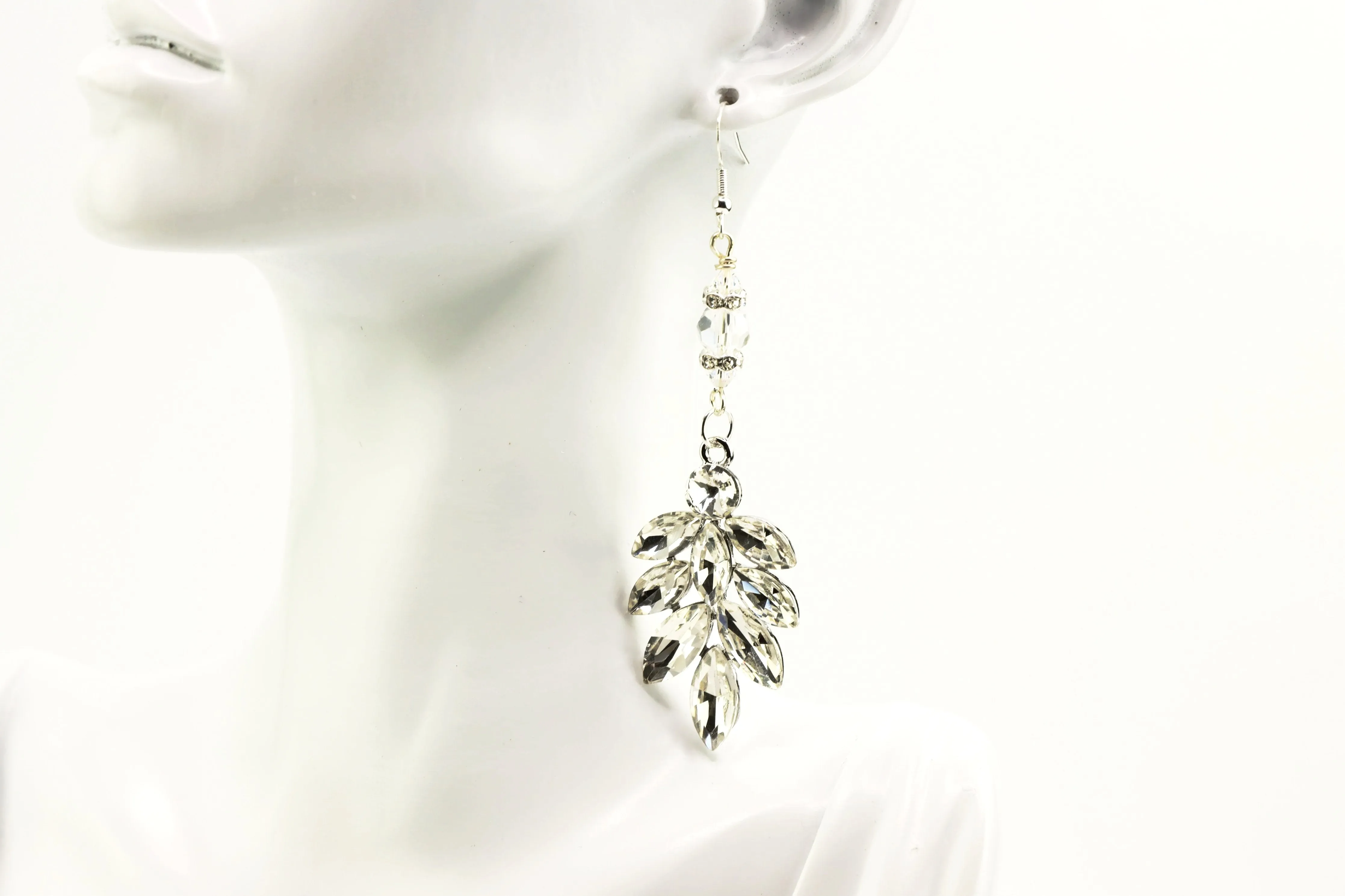 Silver Rhinestone Dangle  Earrings