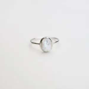 Small Oval Mother of Pearl Silver Ring