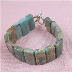 Smokey Aqua Snake Skin Jasper Gemstone Cuff Bracelet