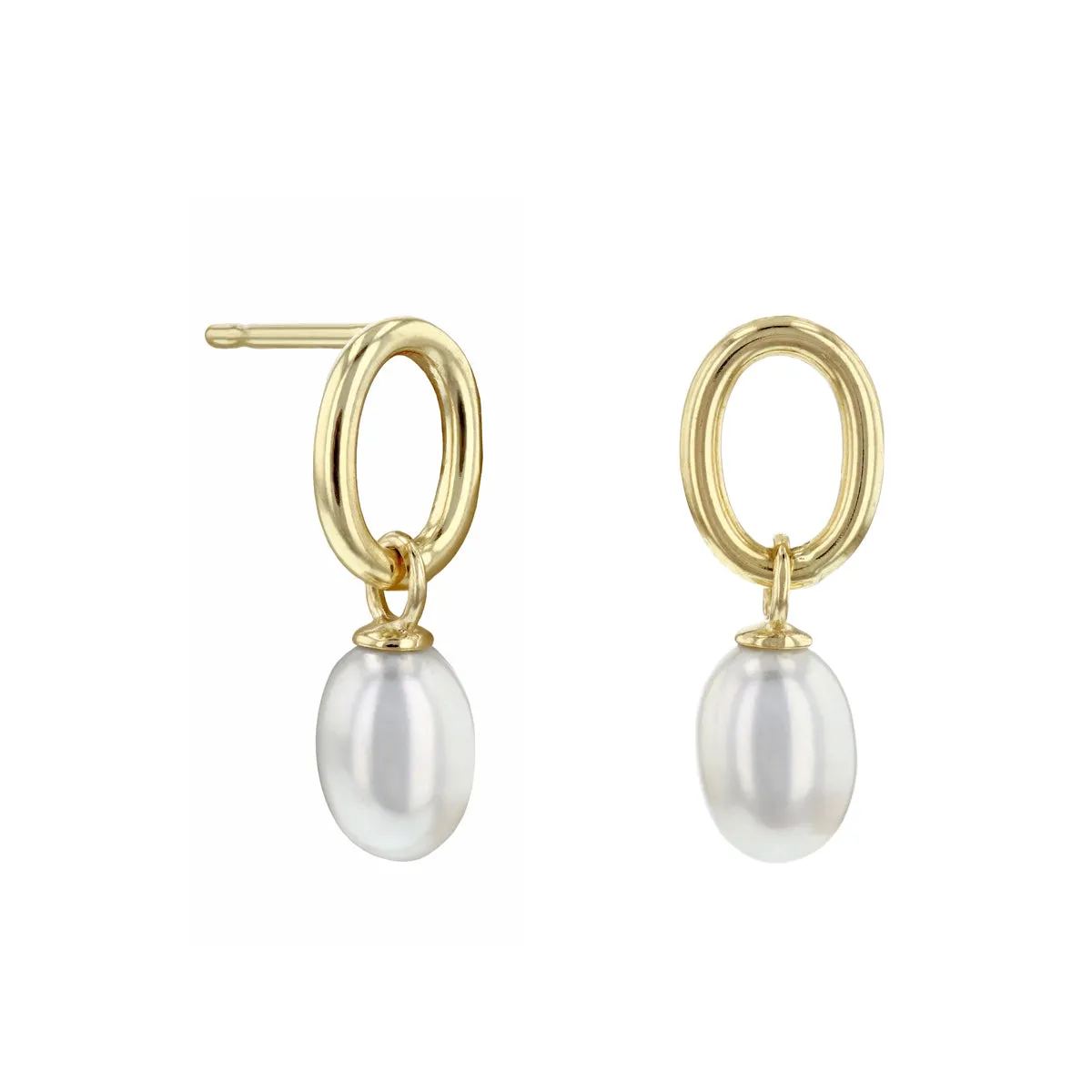 Soleil Collection Oval Baroque Freshwater Drop Earrings | 9K Solid Yellow Gold