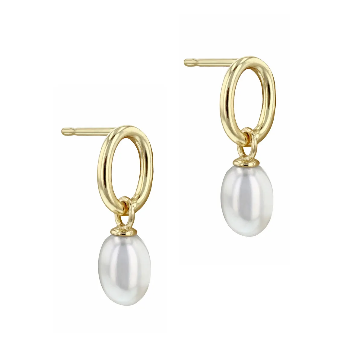 Soleil Collection Oval Baroque Freshwater Drop Earrings | 9K Solid Yellow Gold