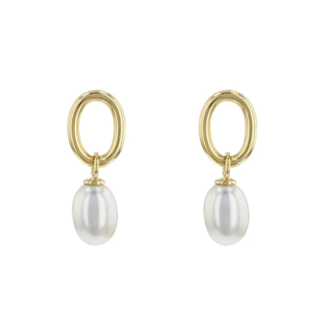 Soleil Collection Oval Baroque Freshwater Drop Earrings | 9K Solid Yellow Gold