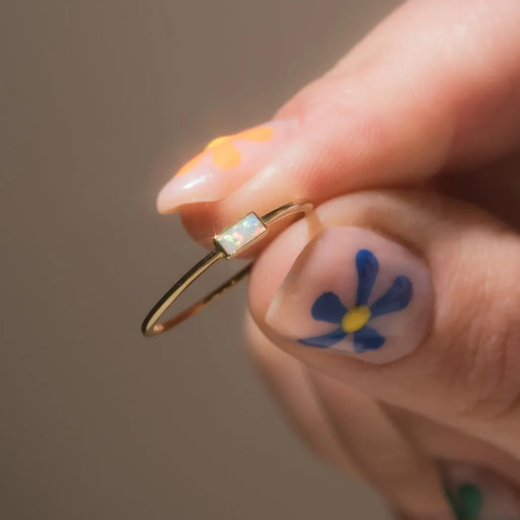 Solid Gold Delicate Opal Ring