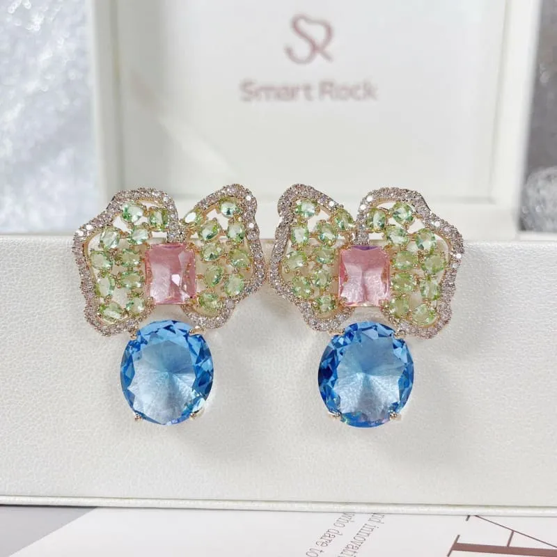 Sparkling Colored Zirconium Petals Pure Luxury Earrings