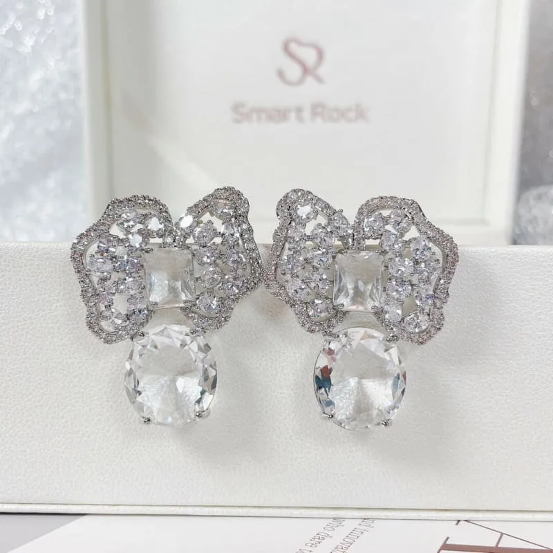 Sparkling Colored Zirconium Petals Pure Luxury Earrings