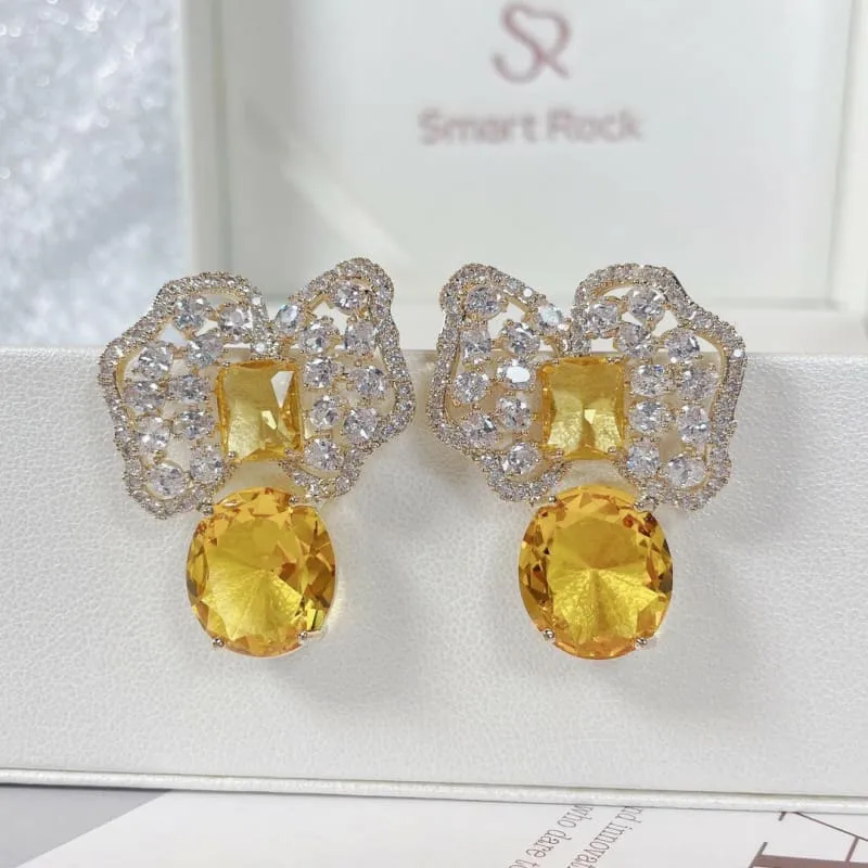 Sparkling Colored Zirconium Petals Pure Luxury Earrings