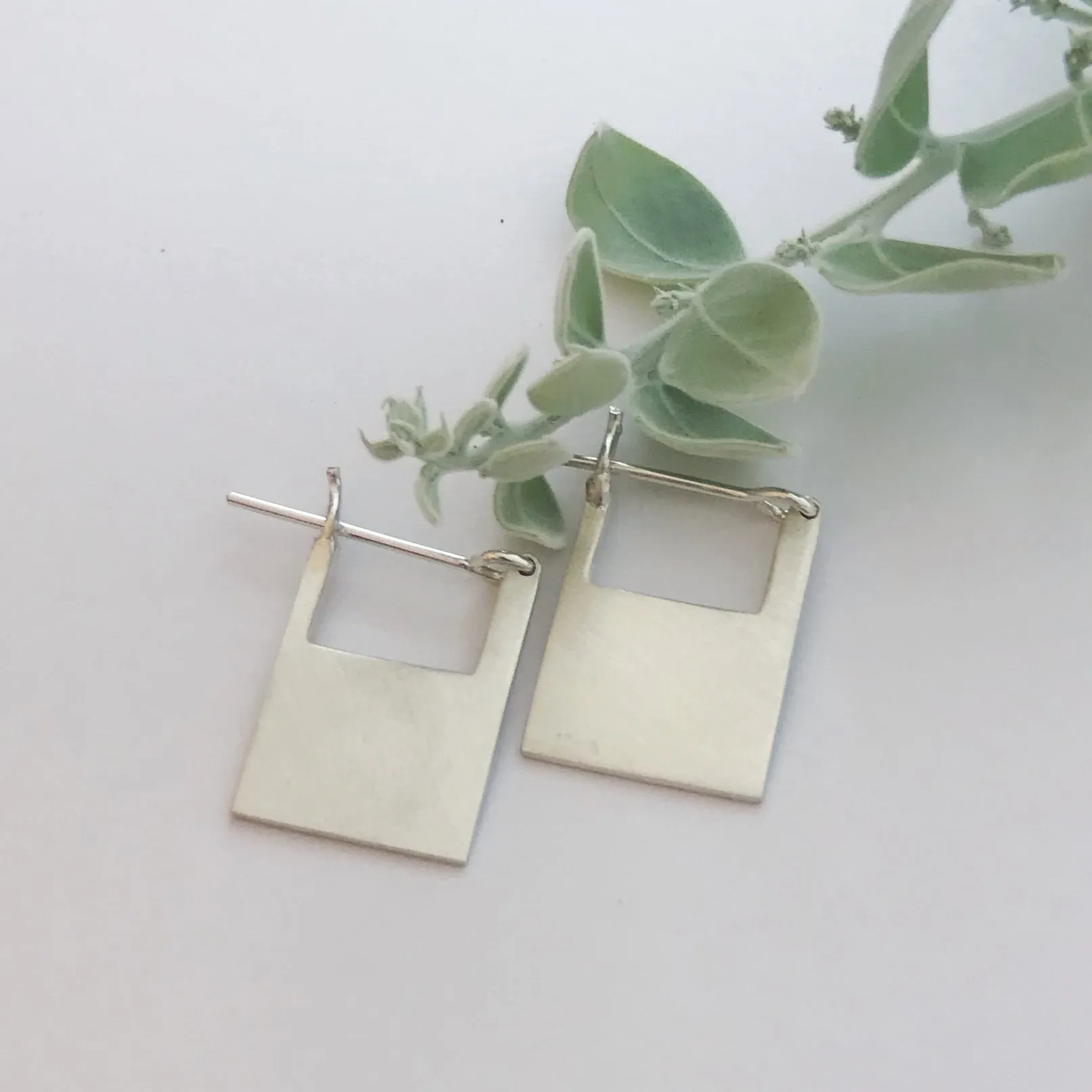 Square silver hoops