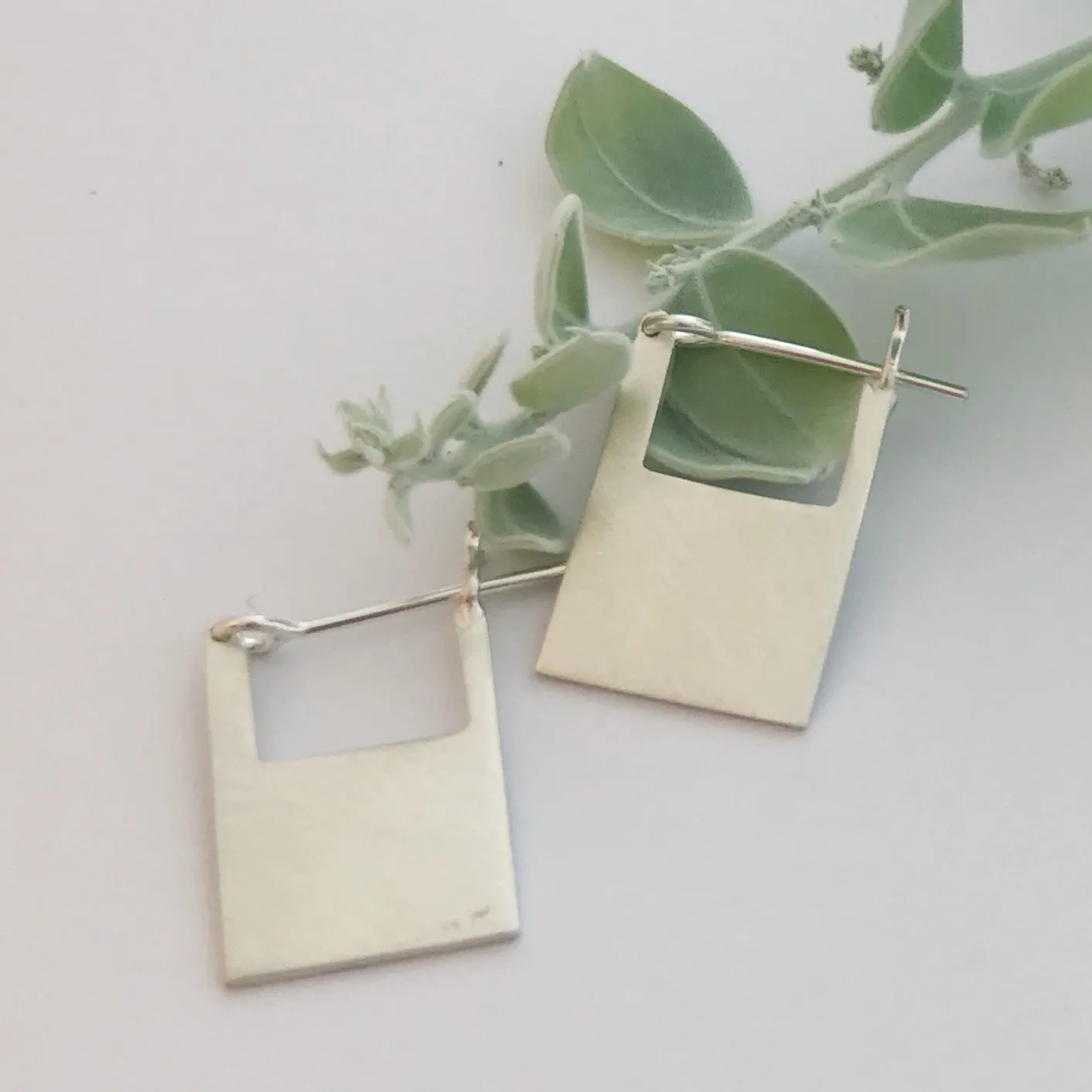 Square silver hoops