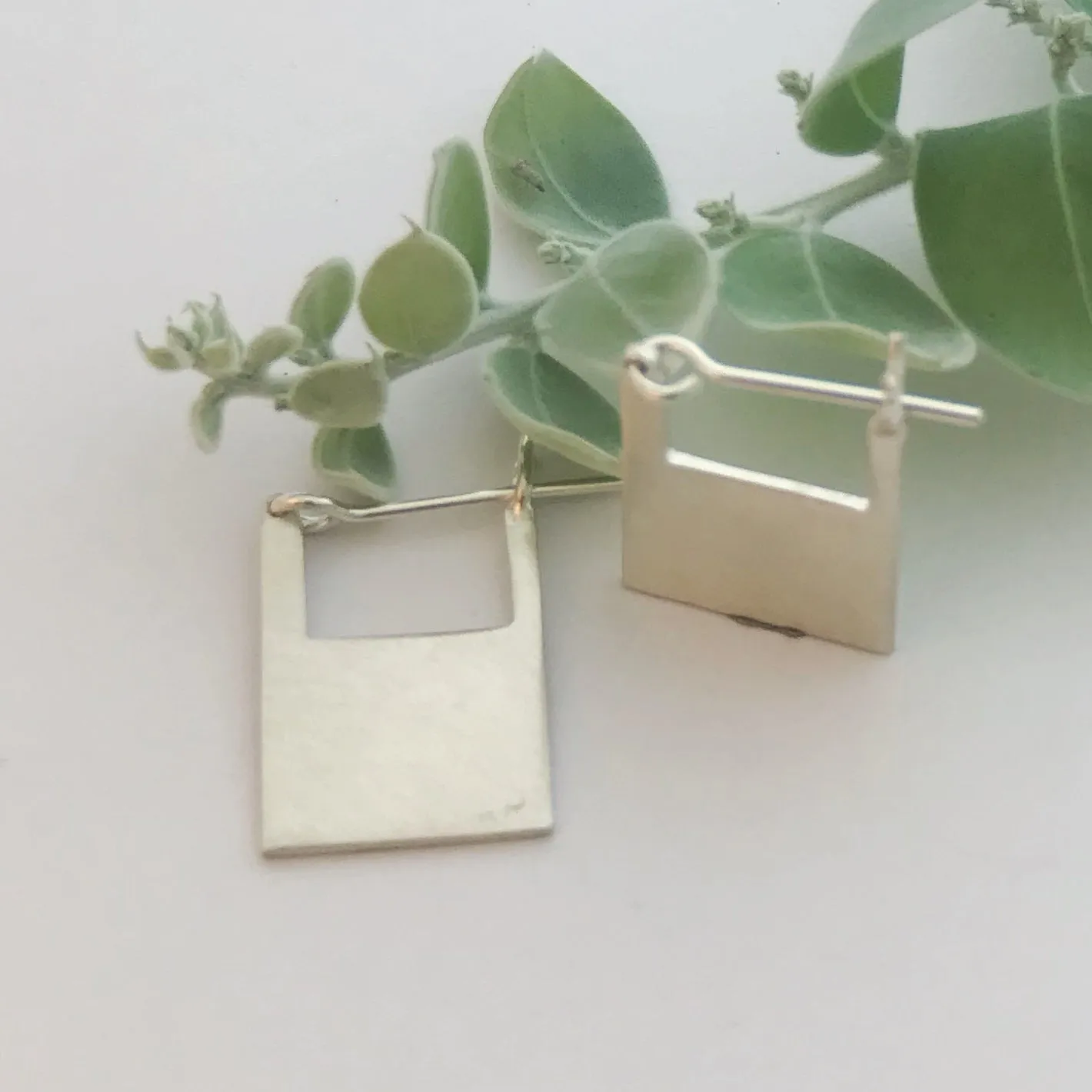 Square silver hoops