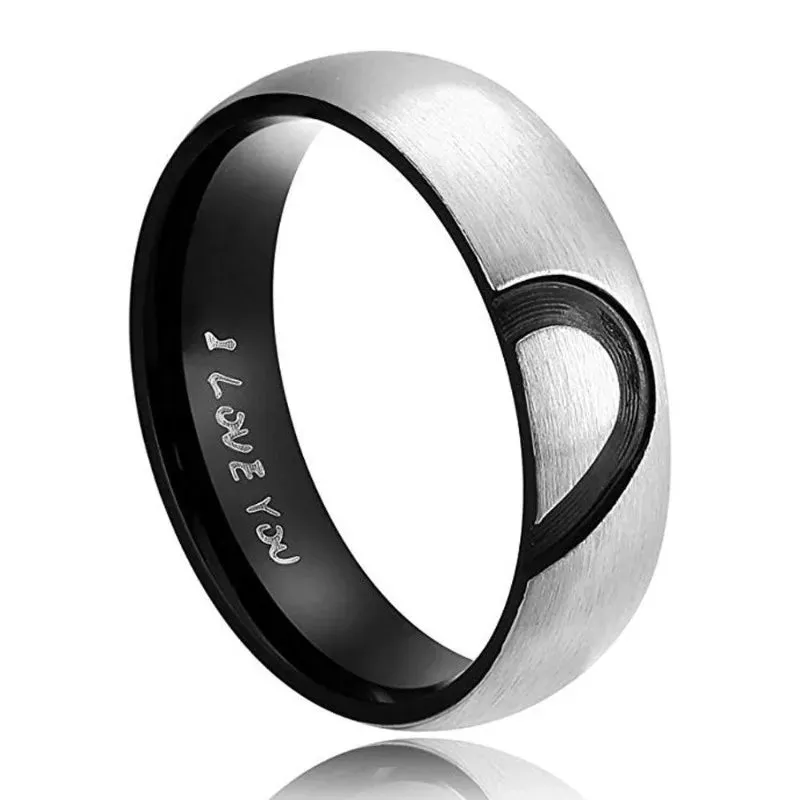 Stainless Steel Couples Heart Rings