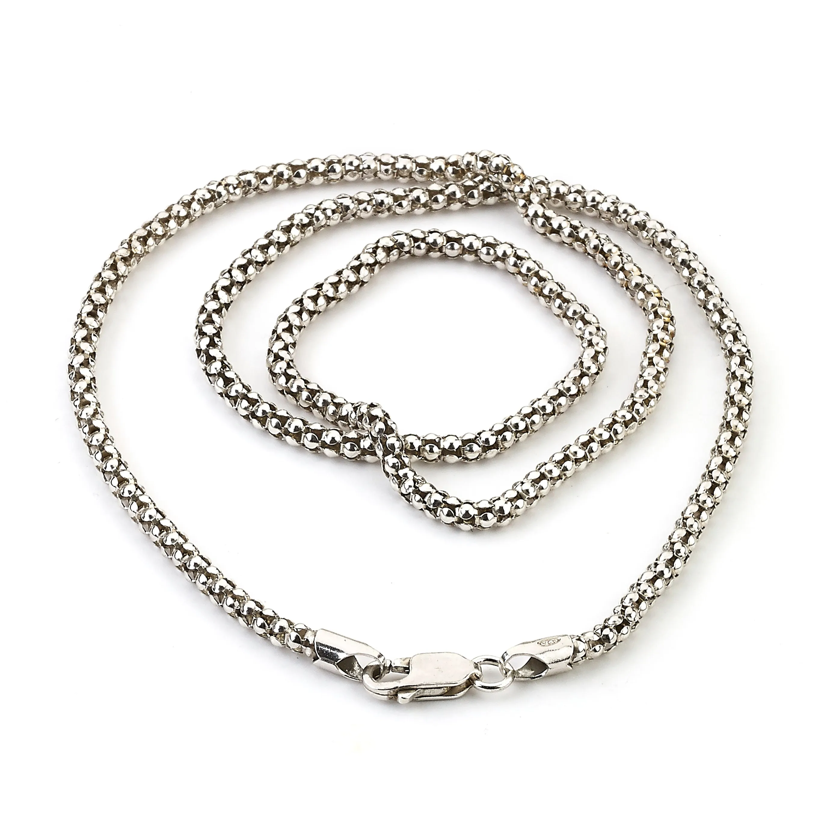 Sterling Silver 3mm Oxidized Popcorn Chain (24 inches)