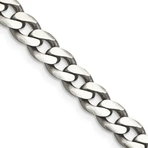 Sterling Silver Antiqued 7mm Curb Chain Necklace