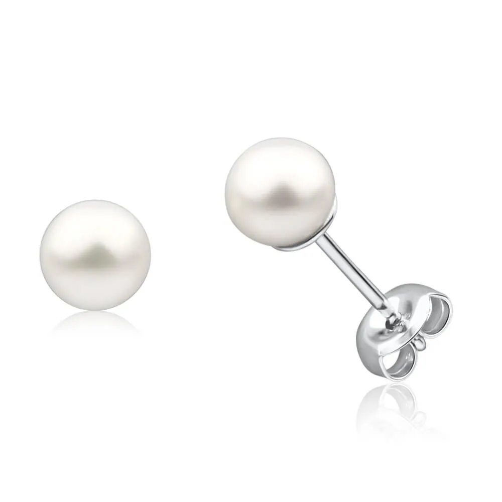 Sterling Silver Cream Freshwater Pearl Stud Earrings 5-5.5mm