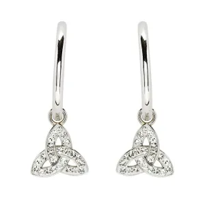 Sterling Silver Crystal Trinity Hoop Earrings