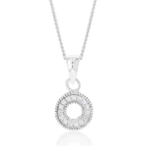 Sterling Silver Cubic Zirconia On Circle Pendant